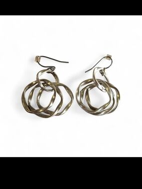 Women's Sculptural Interlocked Hoop Earrings - Gold Tone